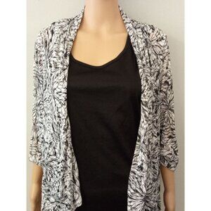 SAG Harbor Black White Faux Layered Blouse & Tank Size Small